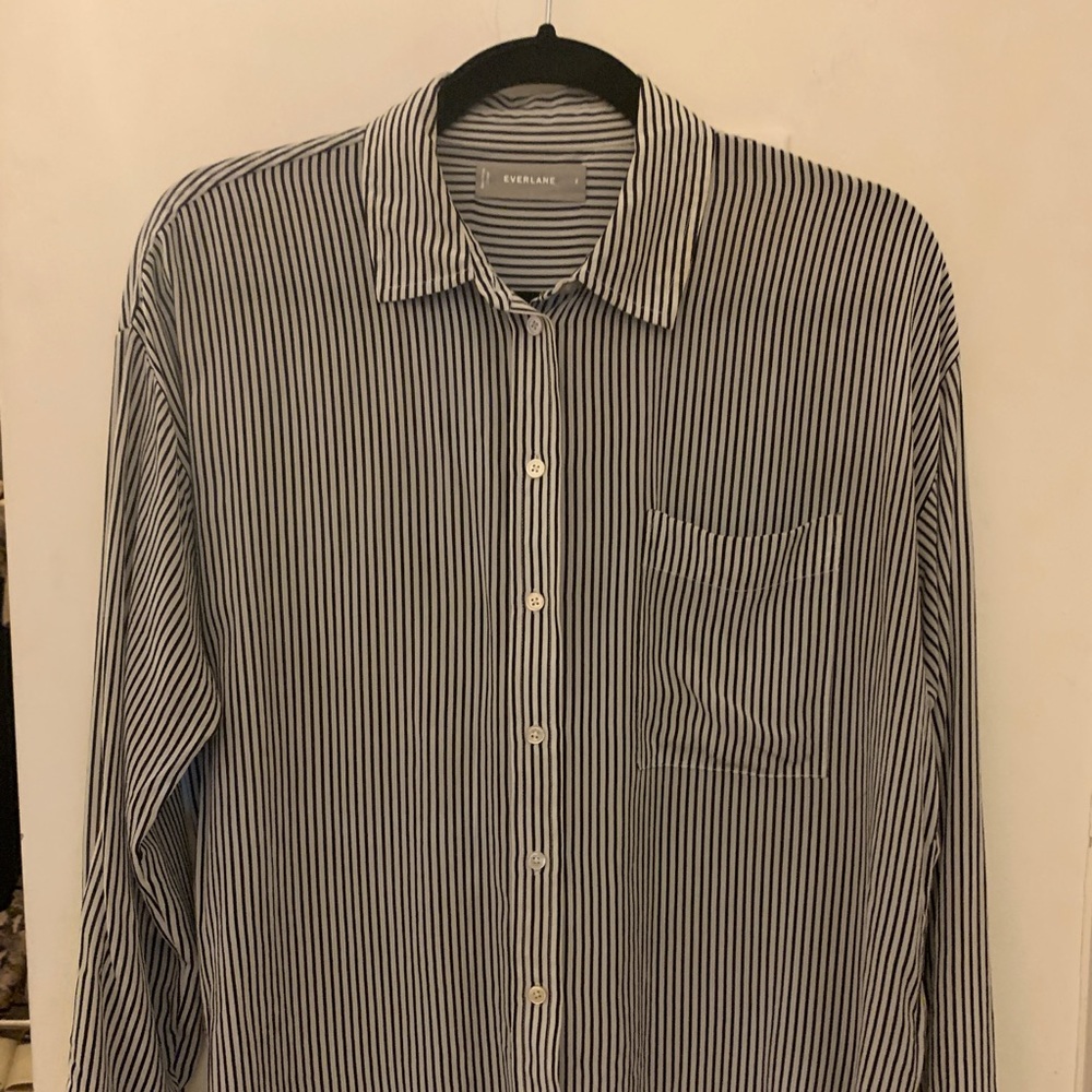 Everlane oversized silk shirt striped